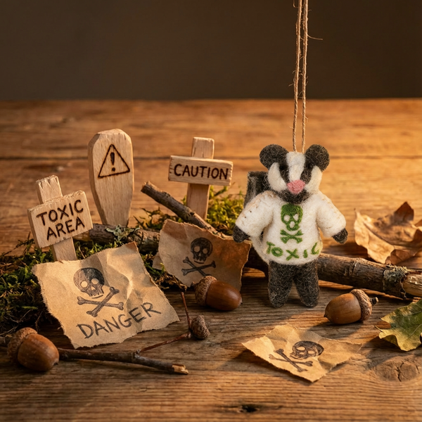 Handmade Felt Toxic Skunk Hanging Decoration