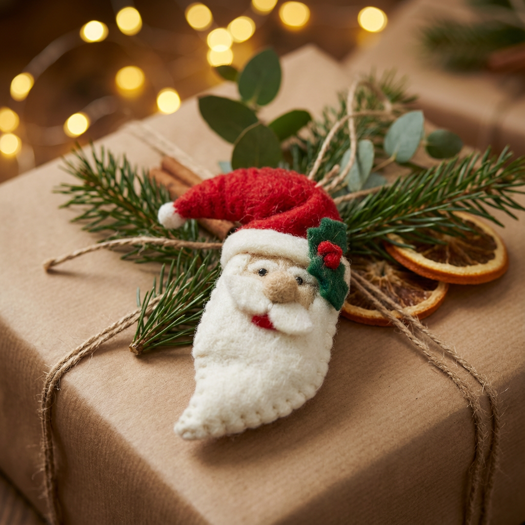 Handmade Felt Traditional Santa Christmas Tree Hanging Decoration