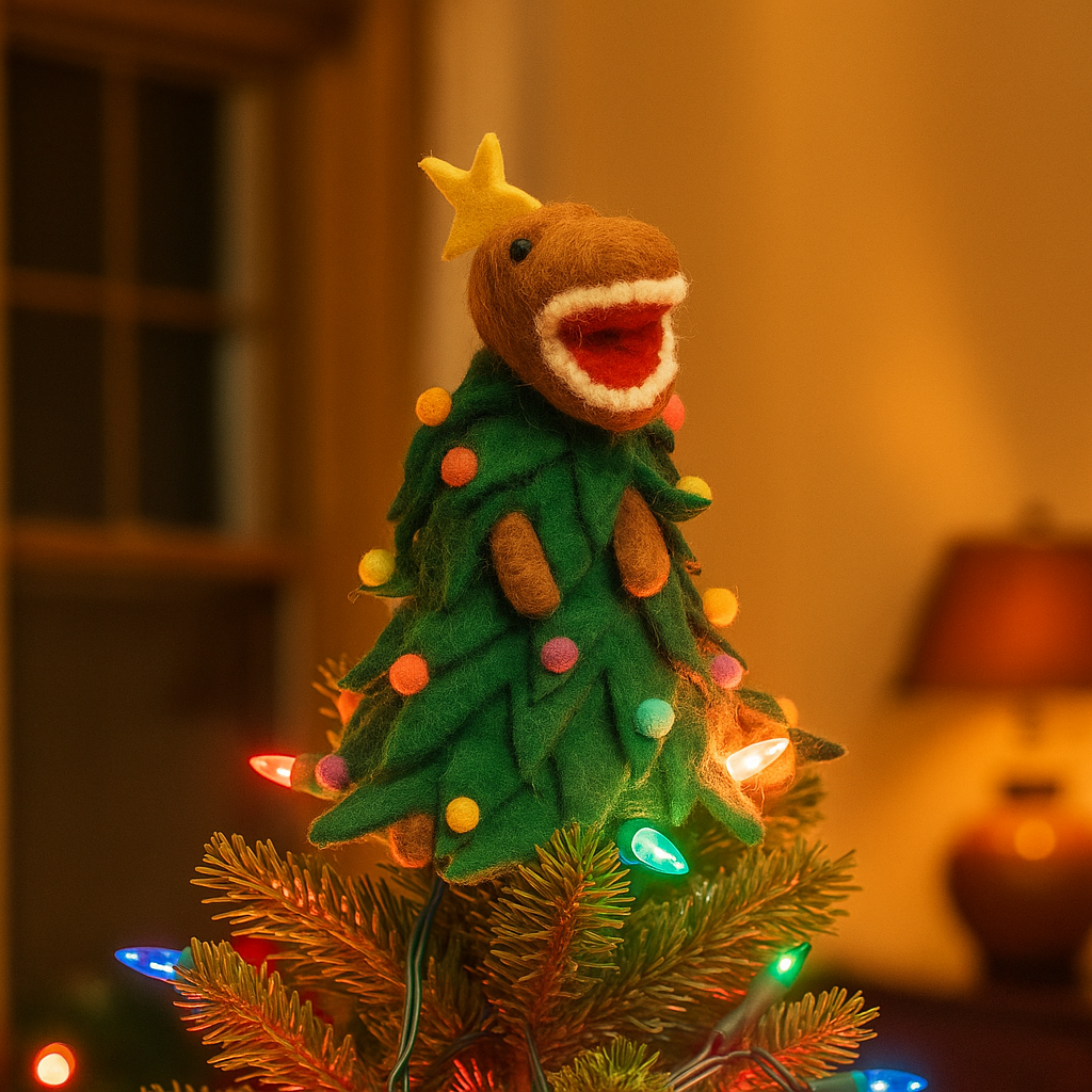 Handmade Felt Tree-Rex Christmas Tree Topper