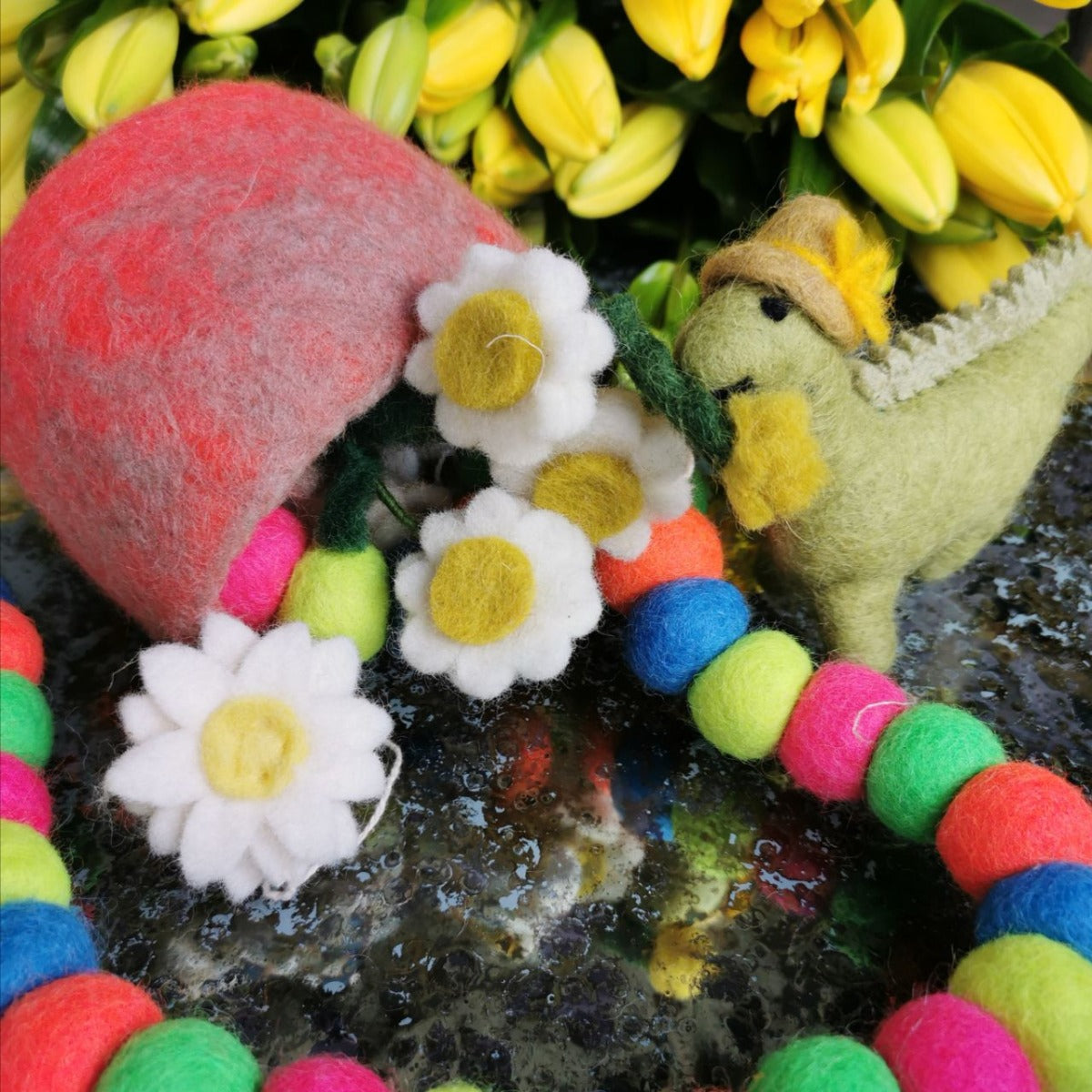 Handmade Hanging Fair trade Felt Pot o' Flowers Decoration