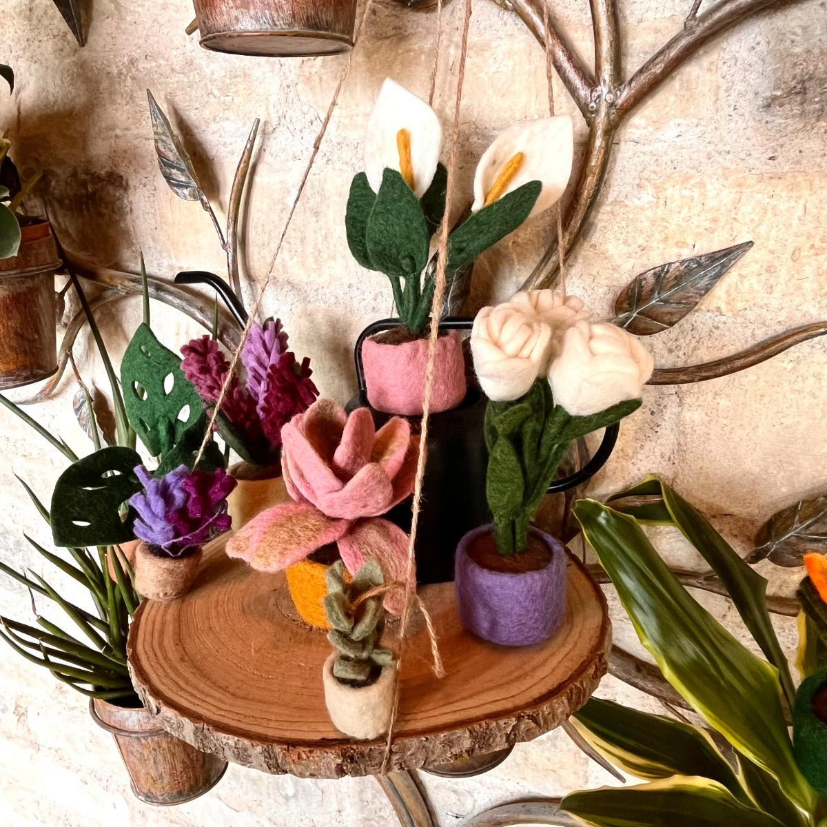 Handmade Felt Candy Leaf Standing House Plant