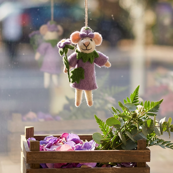 Handmade Felt Violet the Mouse Hanging Decoration