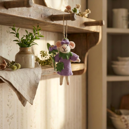 Handmade Felt Violet the Mouse Hanging Decoration