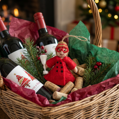 Handmade Felt Vivienne the Vino Grannie Christmas Hanging Decoration