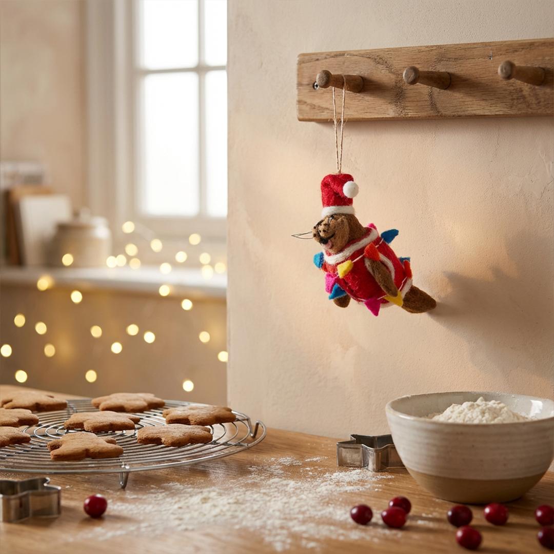 Handmade Felt Walter the Christmas Walrus Hanging Decoration