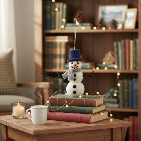 Handmade Felt William Snowman Biodegradable Hanging Decoration
