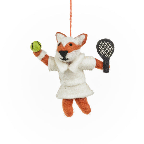 Handmade Felt Wimbledon Fox Hanging Tennis Decoration