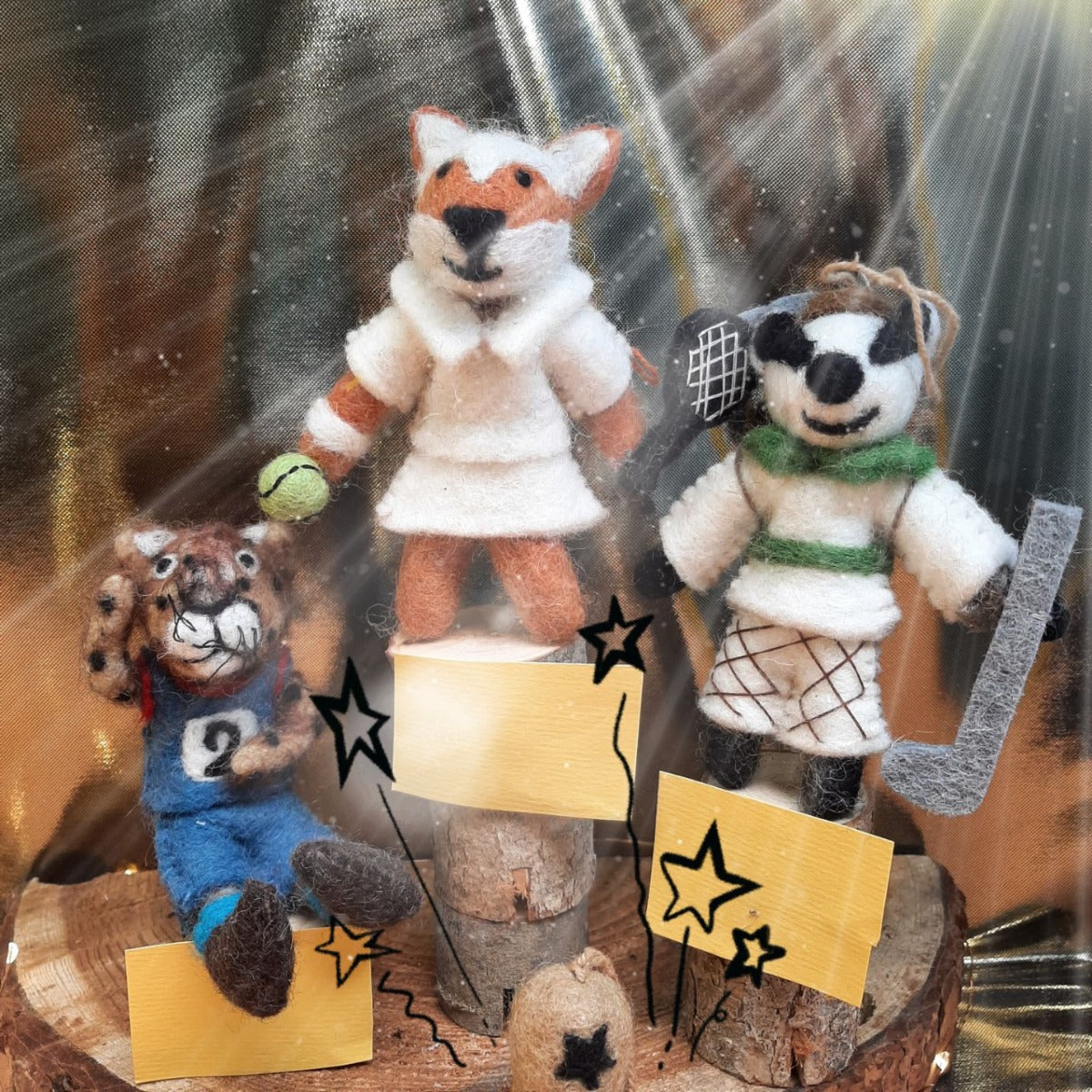 Handmade Felt Running Cheetah Hanging Decoration