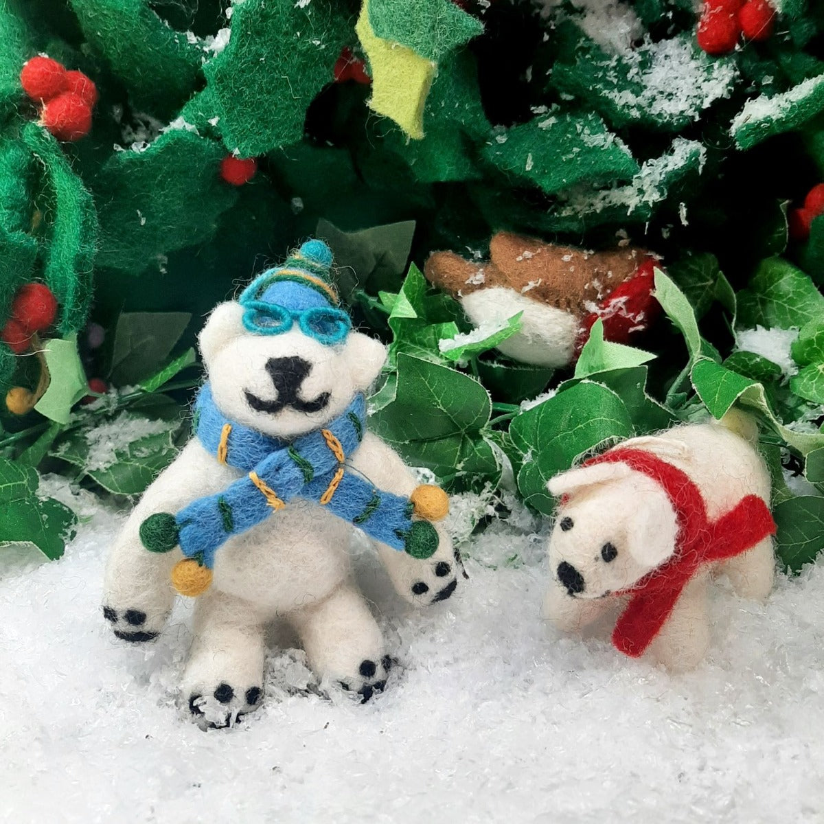 Handmade Felt Cosmo the Polar Bear Hanging Christmas Decoration