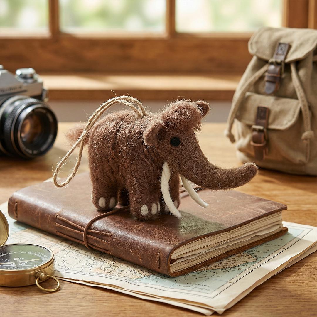 Handmade Felt Harold Woolly Mammoth Hanging Decoration
