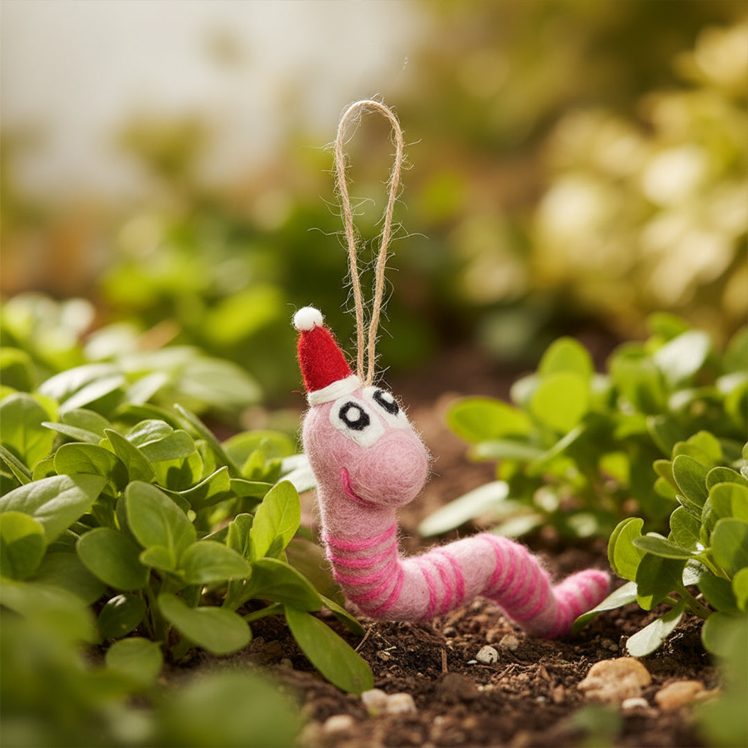 Handmade Felt Christmas Wrigley the Worm Hanging Worm Decoration