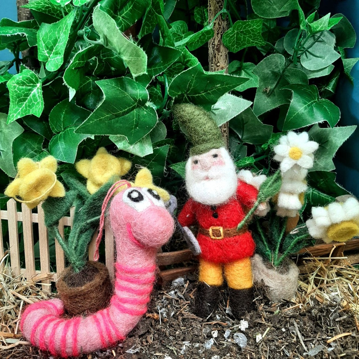 Handmade Felt Gilbert the Garden Gnome Hanging Decoration