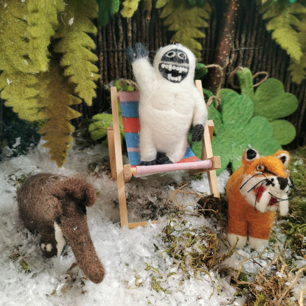 Handmade Felt Hunter the Sabre Tooth Tiger Hanging Decoration