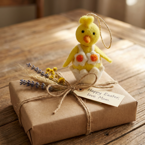 Handmade Felt Yolko Ono Chick Easter Hanging Decoration