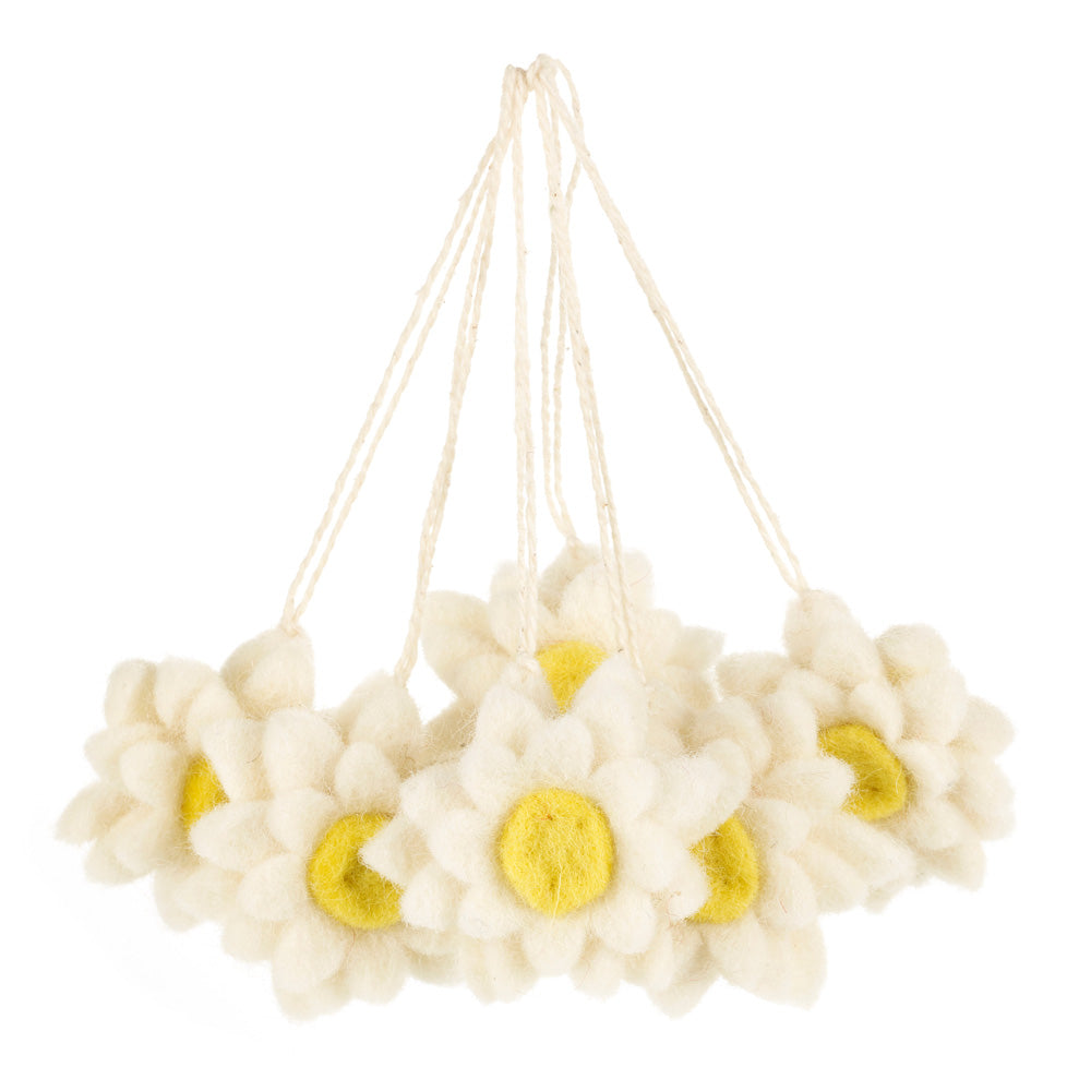 Handmade Hanging Daisies (Set of 6) Felt Easter Decorations