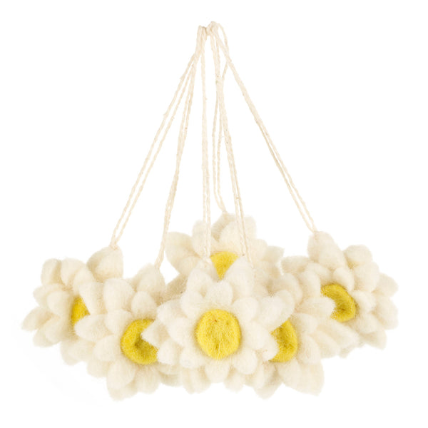 Handmade Hanging Daisies (Set of 6) Felt Easter Decorations