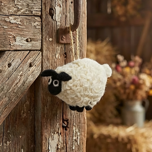 Handmade Hanging Black Sheep Felt Easter Decoration