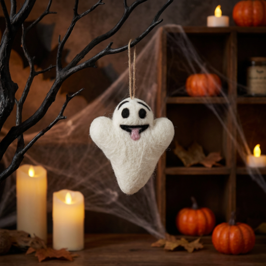 Handmade Hanging Buster the Ghost Biodegradable Halloween Decoration