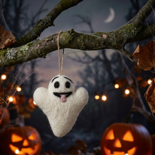 Handmade Hanging Buster the Ghost Biodegradable Halloween Decoration