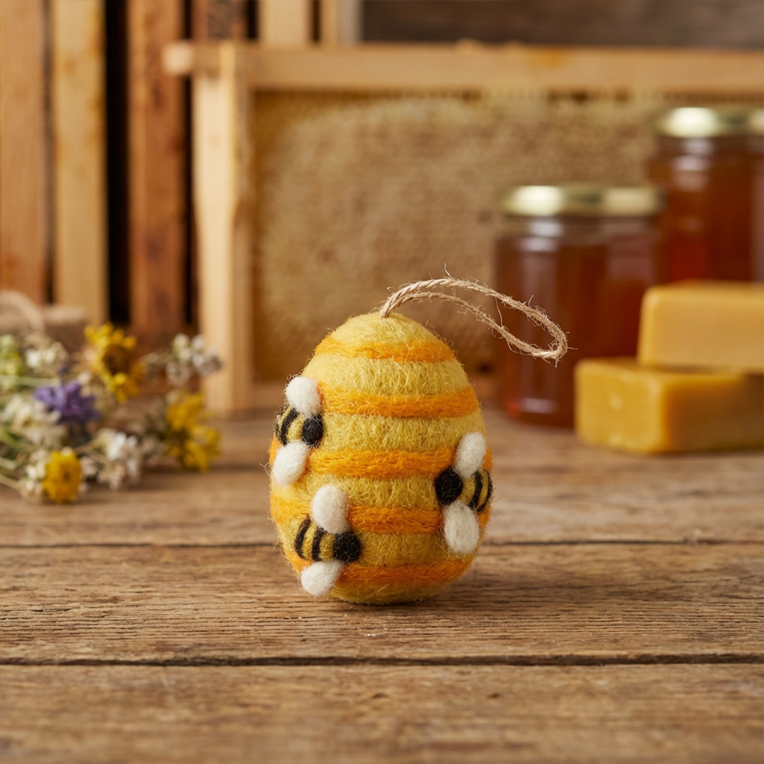 Handmade Hanging Busy Beehive Felt Biodegradable Decoration