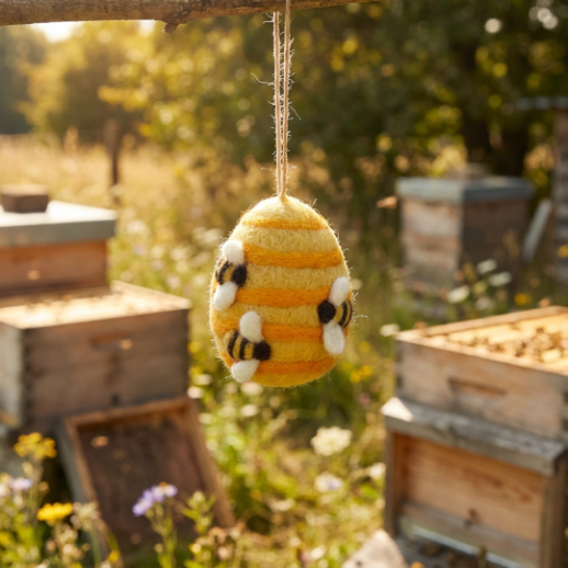 Handmade Hanging Busy Beehive Felt Biodegradable Decoration