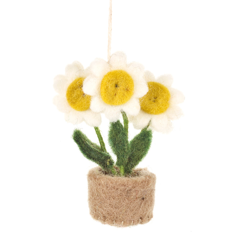 Handmade Hanging Fair trade Felt Pot o' Flowers Decoration
