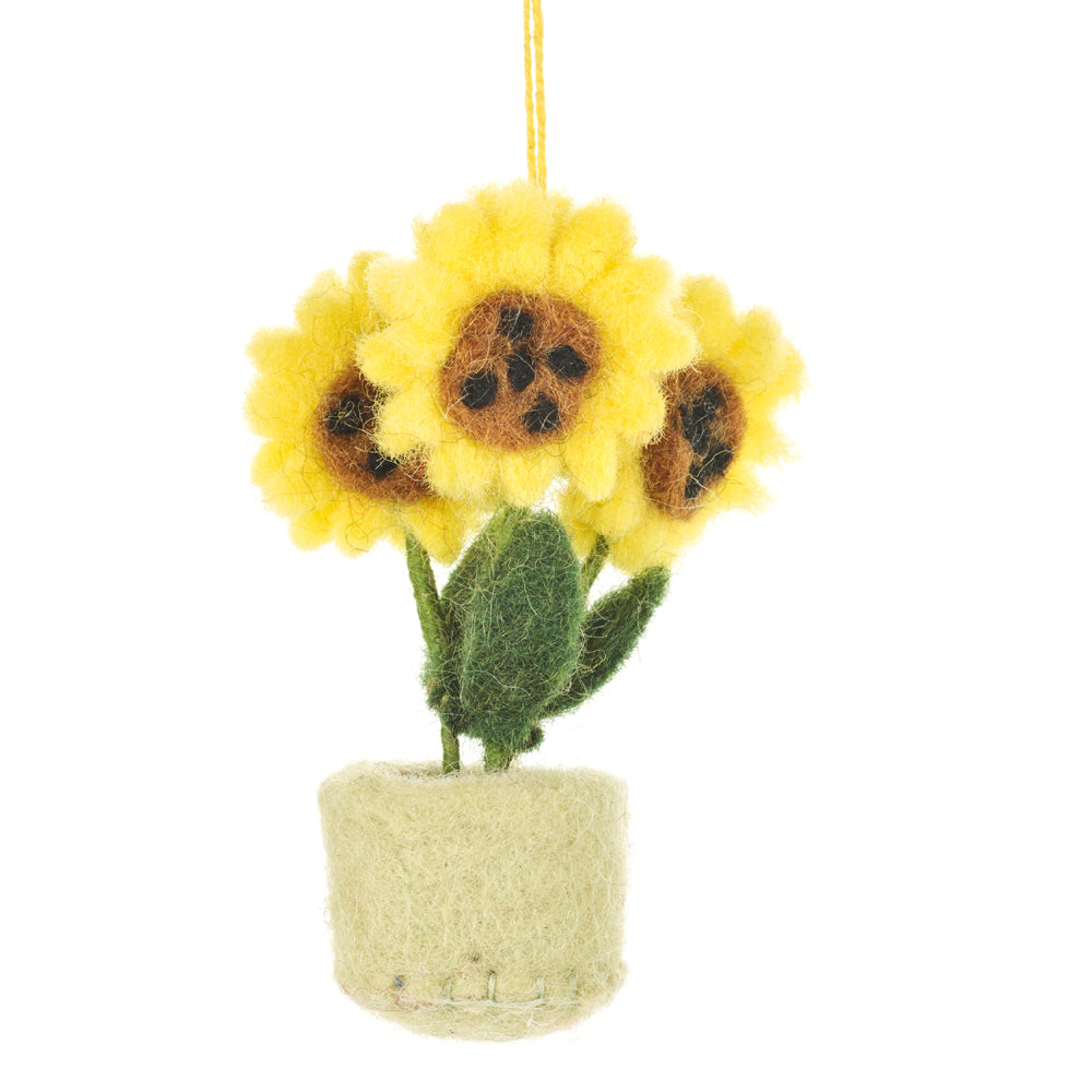 Handmade Hanging Fair trade Felt Pot o' Flowers Decoration
