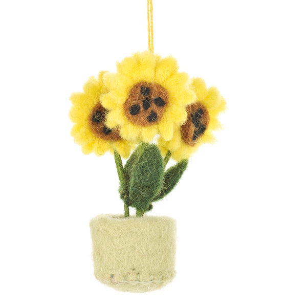 Handmade Hanging Fair trade Felt Pot o' Flowers Decoration