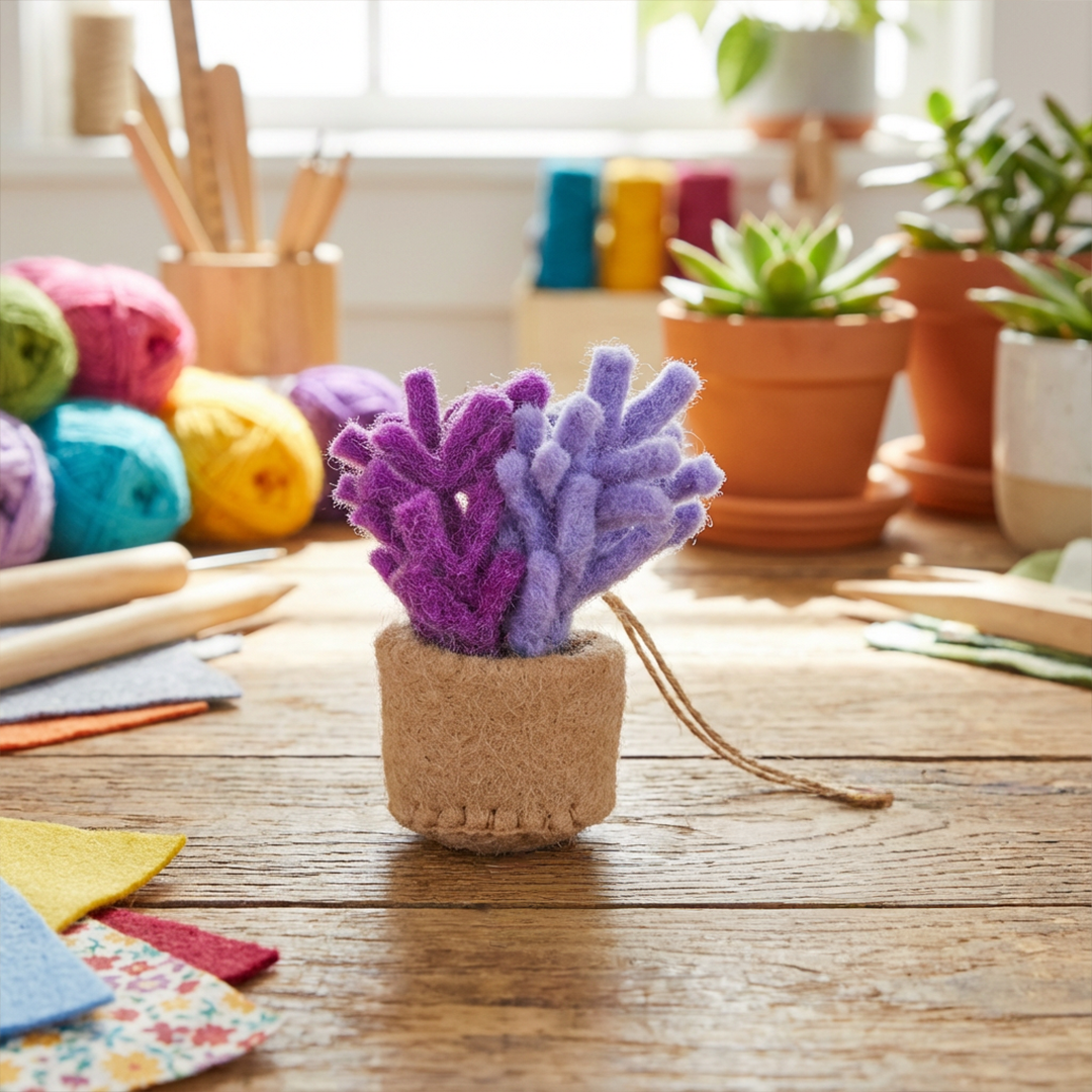 Handmade Felt Pot o' Lavender Hanging Decoration