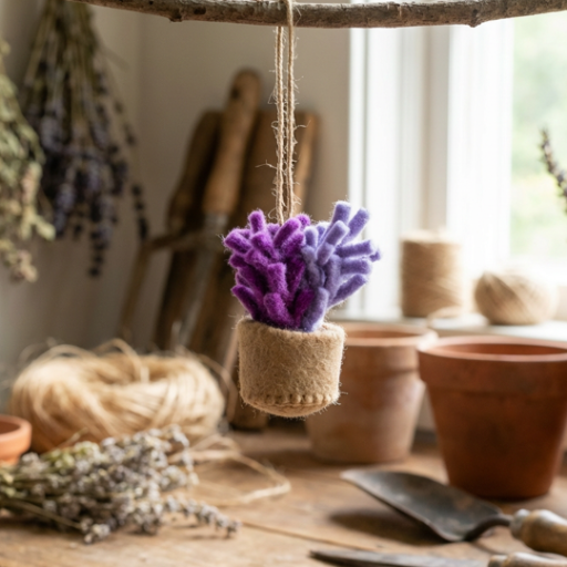 Handmade Felt Pot o' Lavender Hanging Decoration