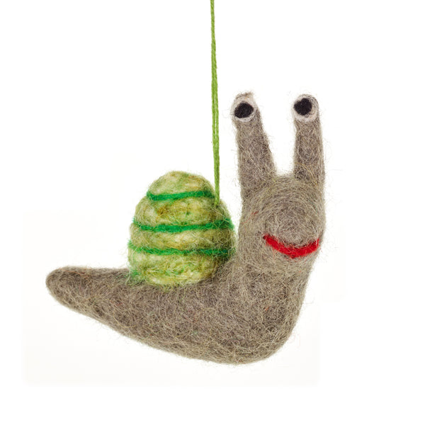 Handmade Hanging Shelby the Snail Biodergadable Felt Decoration