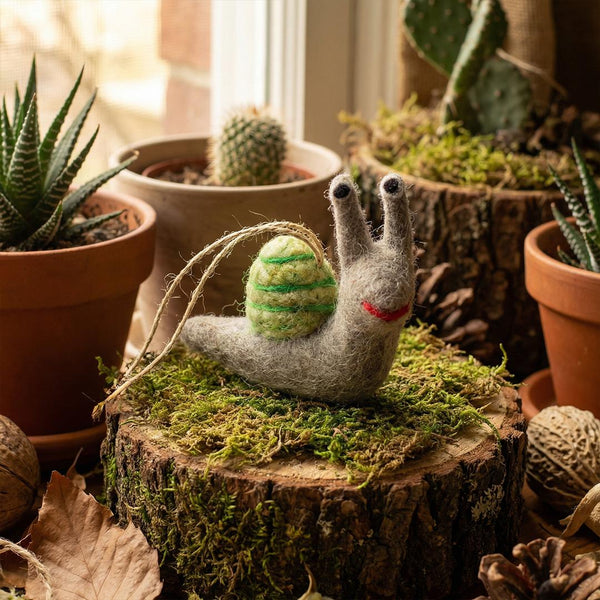 Handmade Hanging Shelby the Snail Biodergadable Felt Decoration