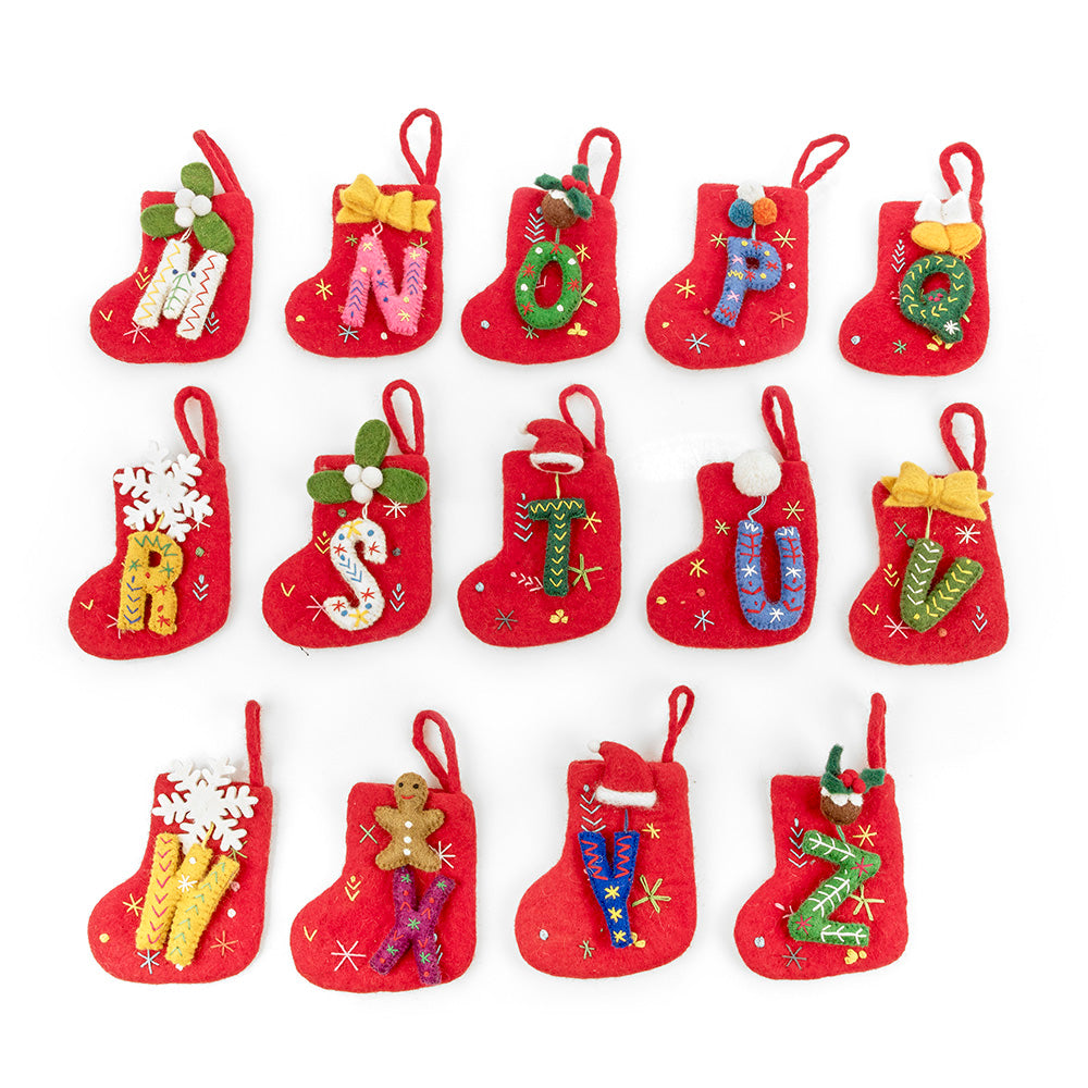 Handmade Felt Funky Mini Alphabet Stockings