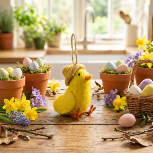 Handmade Needle Felt Chirpy Chicks Hanigng Easter Decoration