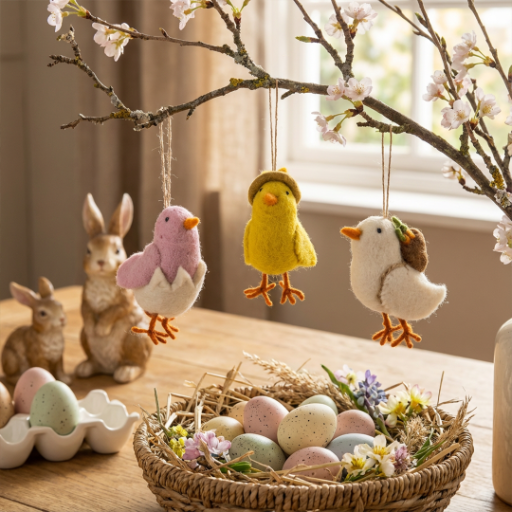 Handmade Needle Felt Chirpy Chicks Hanigng Easter Decoration