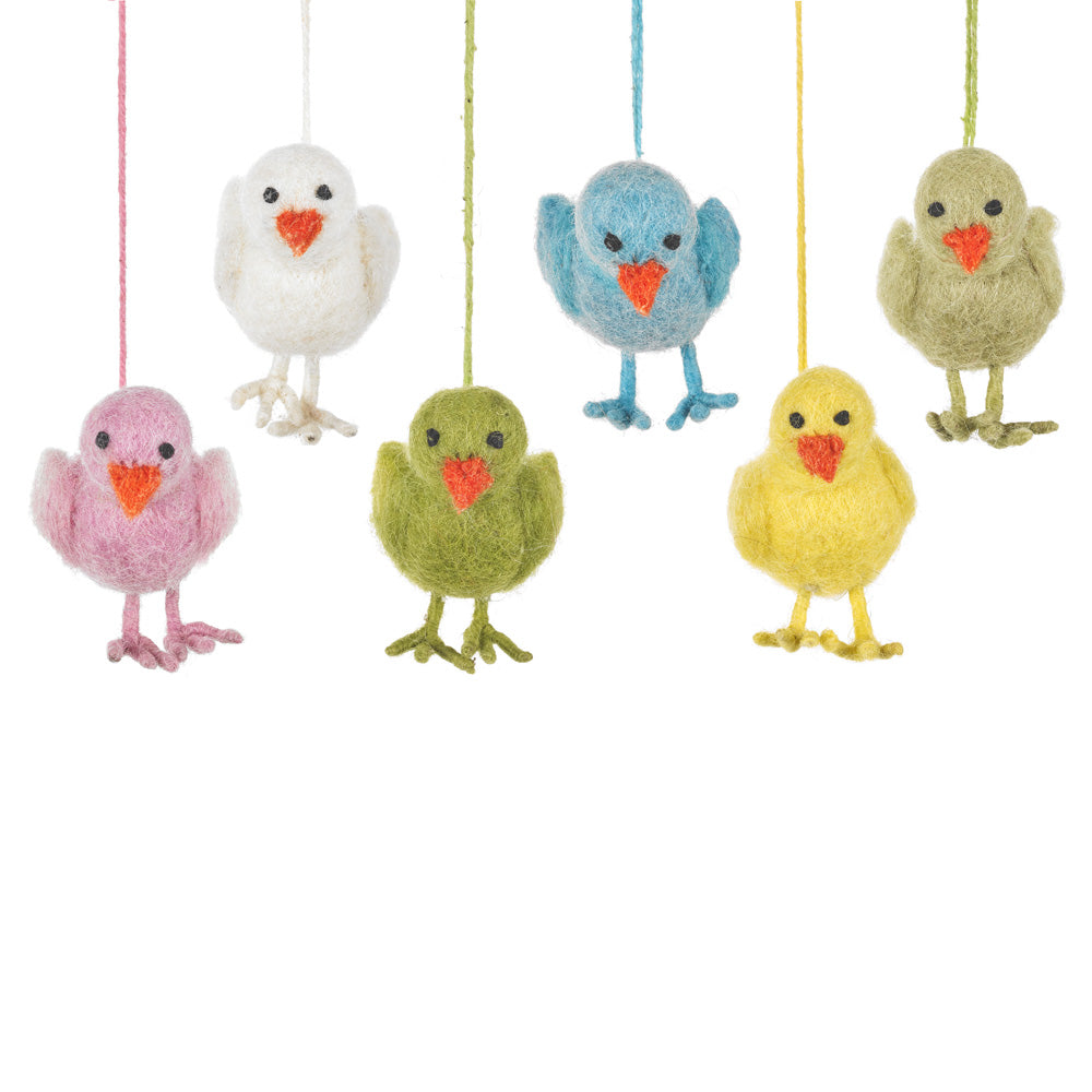 Handmade Felt Hanging Easter Chicks Decorations - Variety Pack