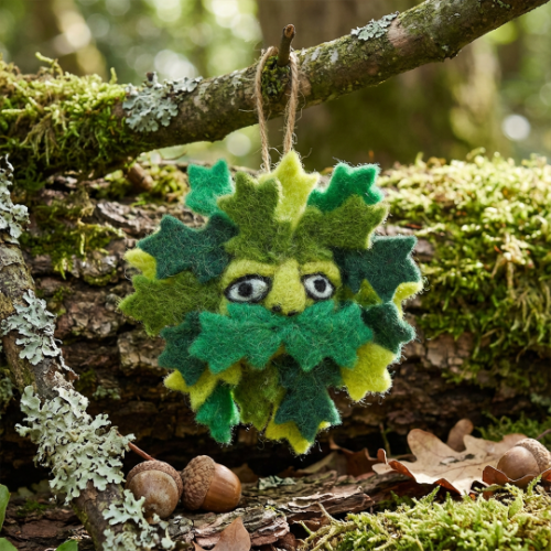 Handmade Needle Felt Green Man Biodegradable Hanging Decoration
