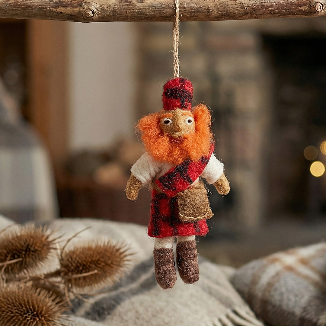 Handmade Needle Felt Lachlan the Scotsman Hanging Decoration