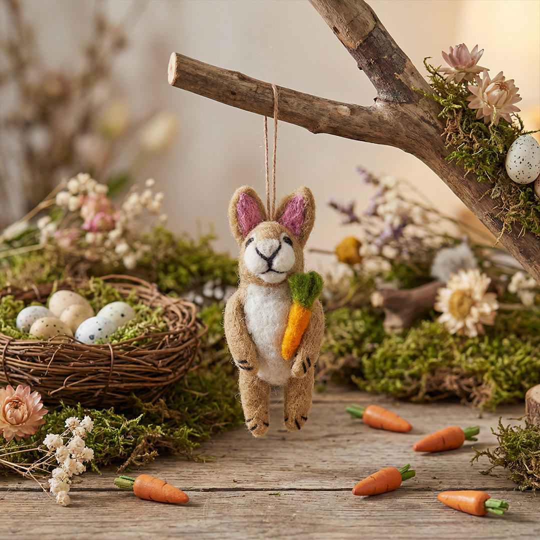 Handmade Needle Felted Regina Rabbit Easter Decoration