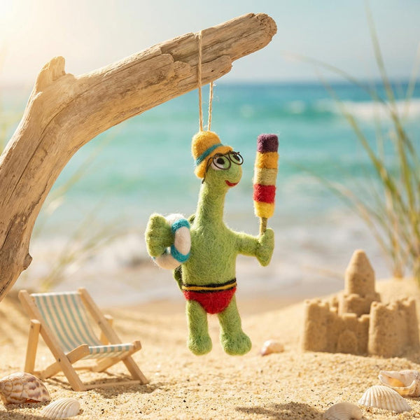 Handmade Shellbert the Tortoise Hanging Summer Decoration