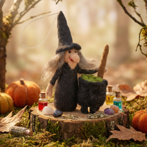 Handmade Wanda the Witch Biodegradable Halloween Decoration