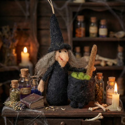 Handmade Wanda the Witch Biodegradable Halloween Decoration