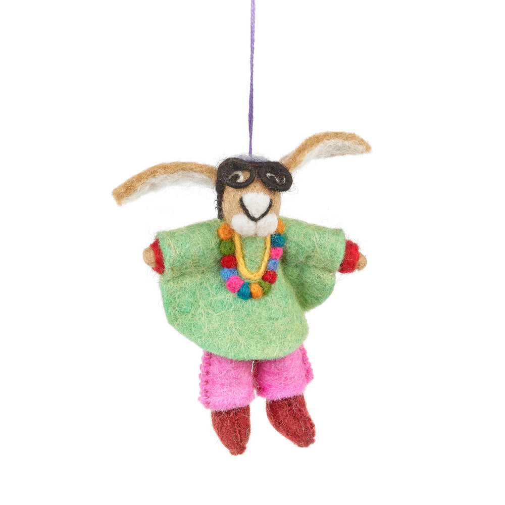 Handmade Felt Iris the Hare Hanging Decoration