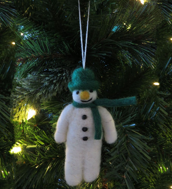 Hanging Felt Mr. Snowman Handmade Felt Biodegradable Decoration