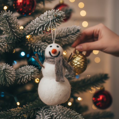Handmade Felt Norman the Snowman Hanging Christmas Decoration