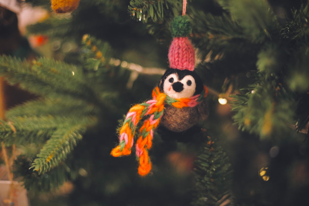 Handmade Felt Frosty Penguins Hanging Christmas Decorations