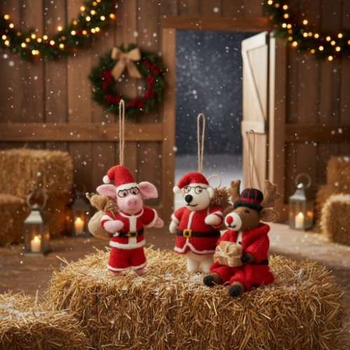 Handmade Felt St Blubber Bear Christmas Hanging Decoration