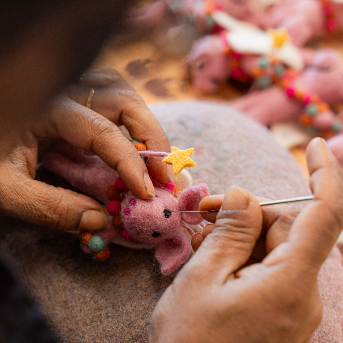 Handmade Felt Penelope Porker Pig Fairy Hanging Christmas Decoration