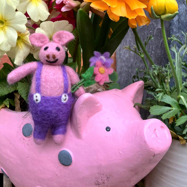 Handmade Felt Percy the Piglet Easter Pig Hanging Decoration