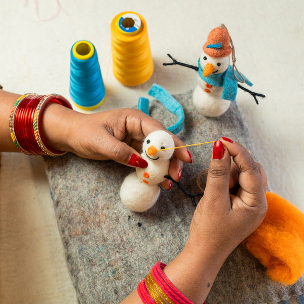 Handmade Felt Mabel the Snowman Arctic Hanging Decoration